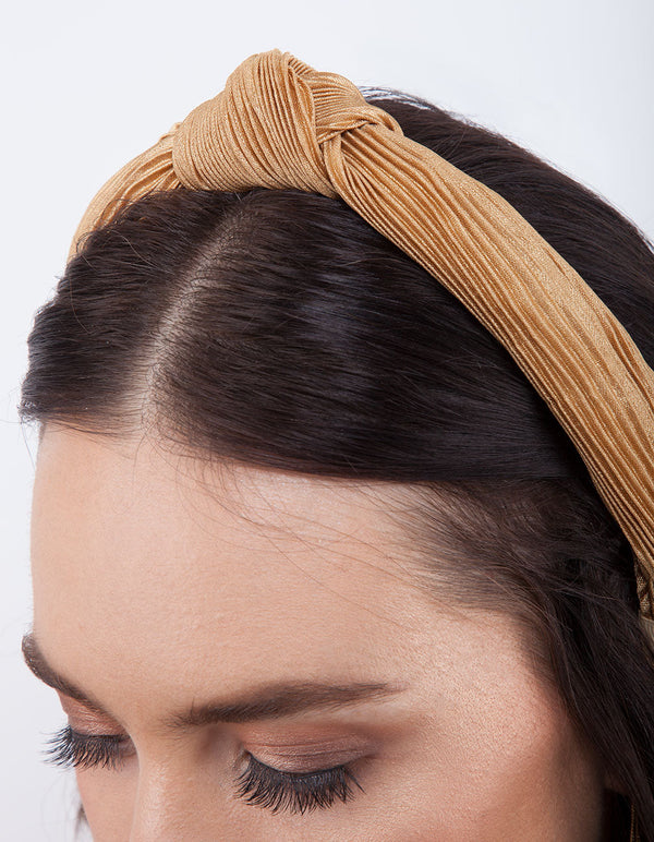 Golden Yellow Pleated Turban Headband
