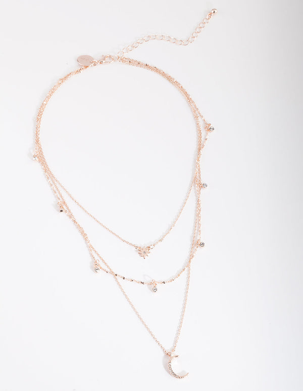 Rose Gold Celestial Layered Necklace
