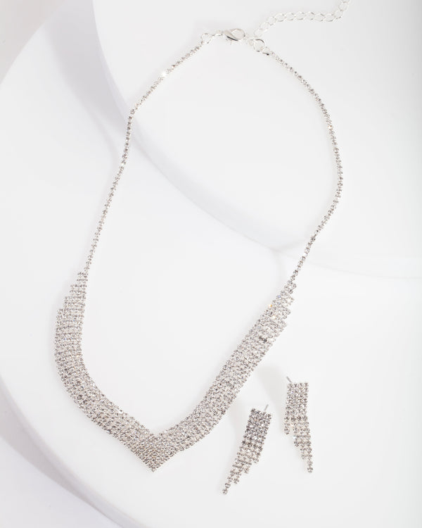 Silver Diamante Jewellery Set