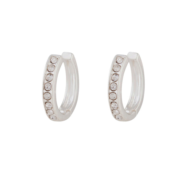 Silver Diamante Pave Hoop