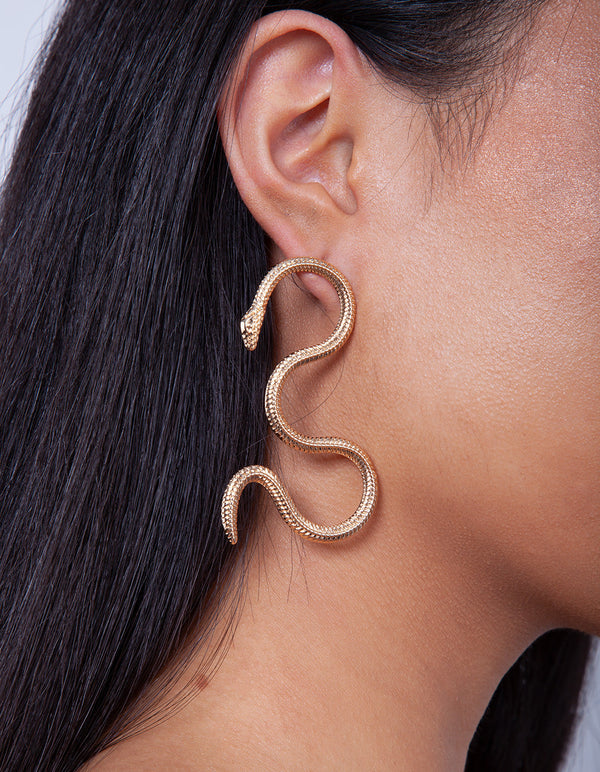 Gold Snake Swirl Earrings