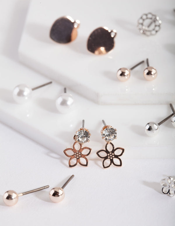 Mixed Metal Butterfly Stud Earring Pack