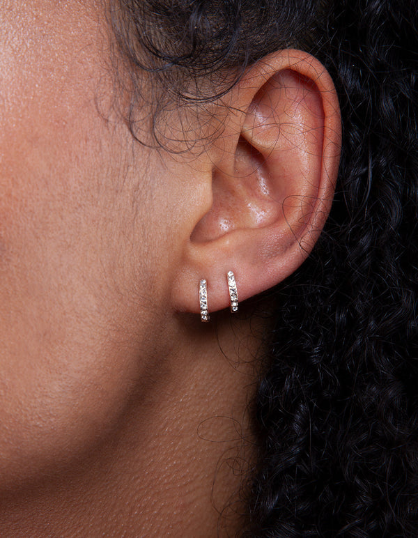 Silver Diamante Huggie Earrings