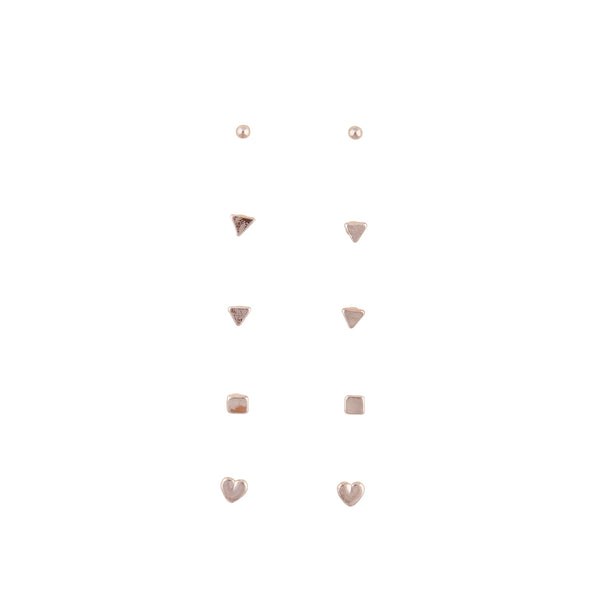 Rose Gold Micro Stud 5 Pack Earring