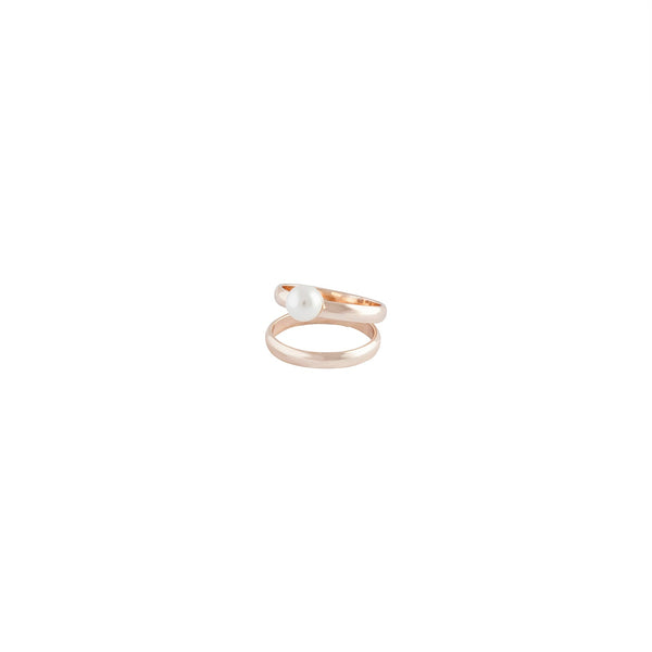 Rose Gold Double Band Pearl Ring