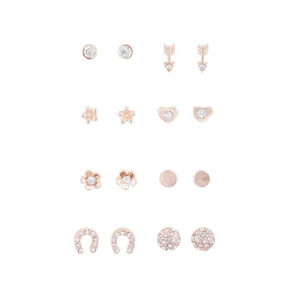 Rose Gold Little Stud Earring 8 Pack