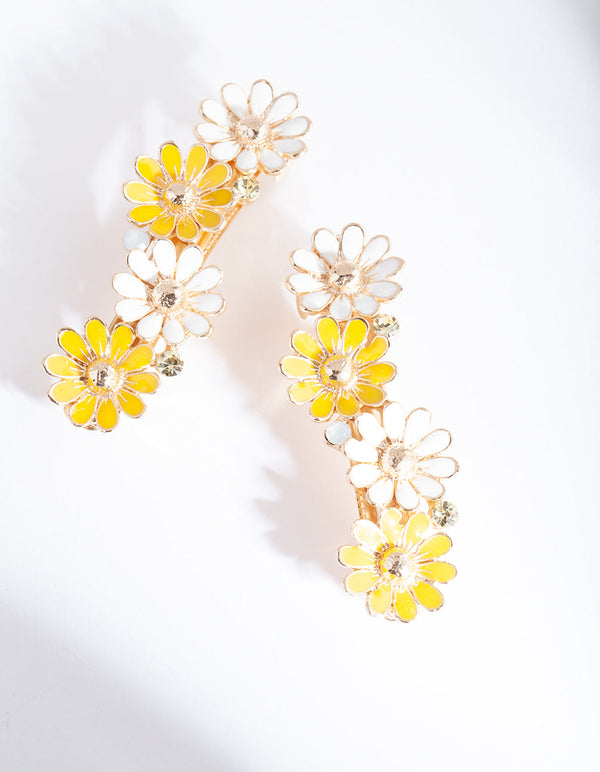 Gold Yellow Daisy Hair Clip 2 Pack