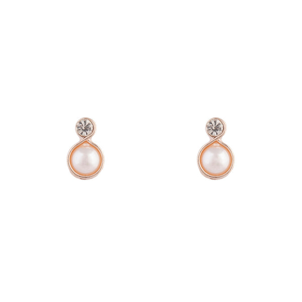 Rose Gold Pearl Bottom Stud Earrings