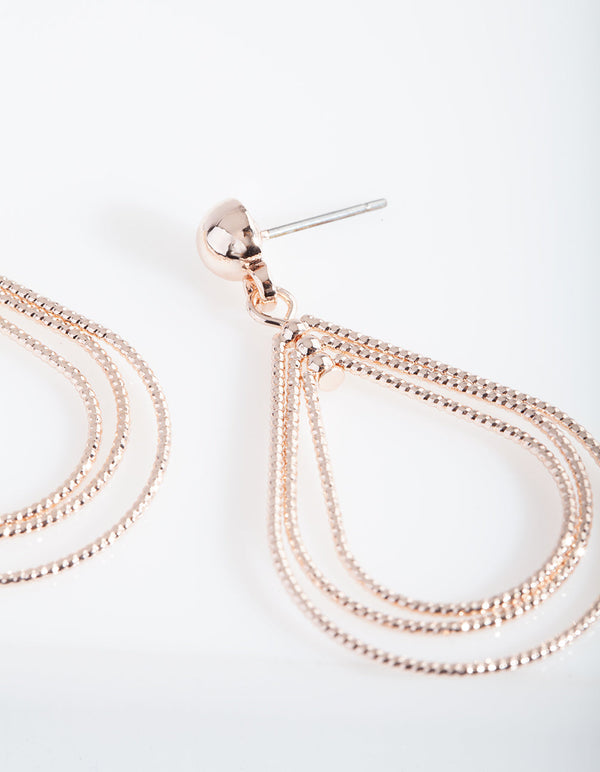 Rose Gold Textured Teardrop Earrings