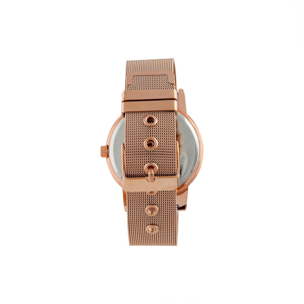 Rose Gold Diamante Surrounded Mesh Strap Watch