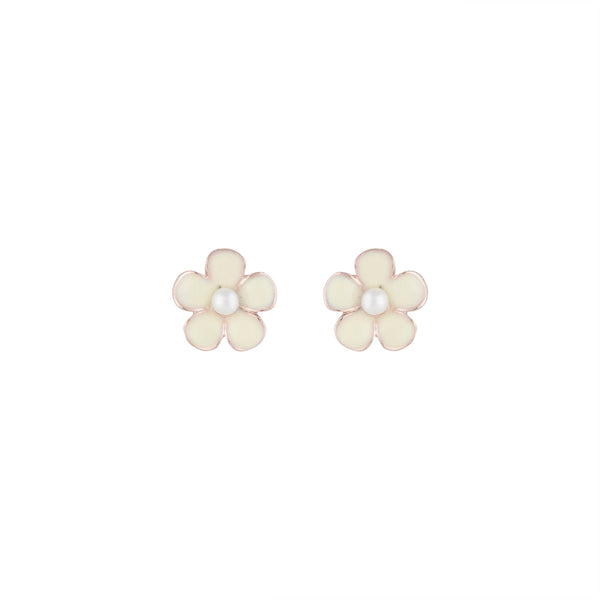 Flower Daisy White Stud Earrings