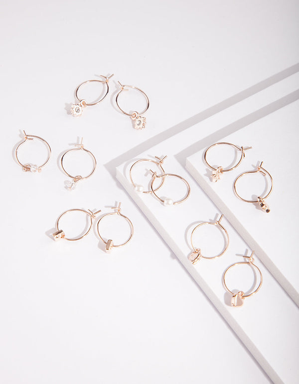 Rose Gold Multi Hoop Earring Pack