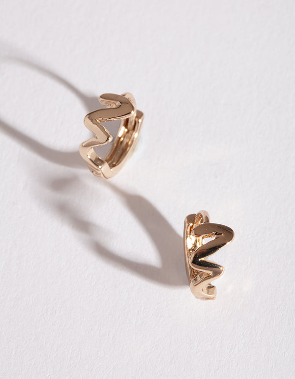 Silver Zig Zag Huggie Earrings