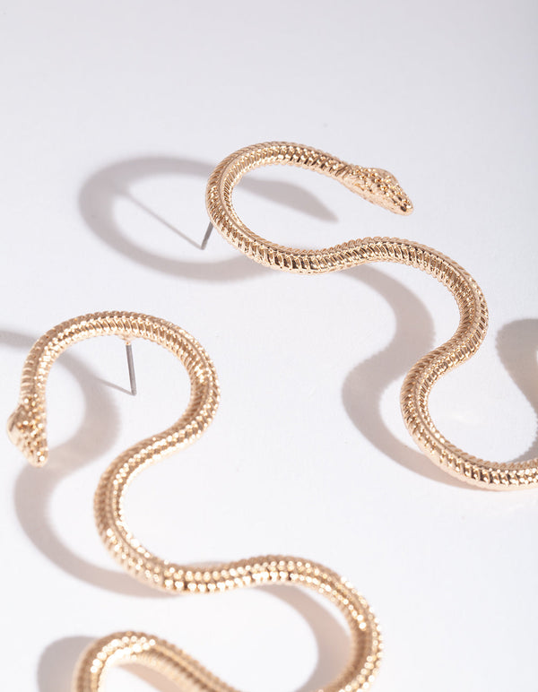 Gold Snake Swirl Earrings