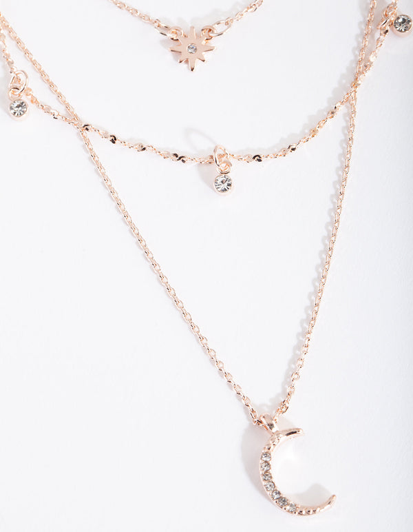Rose Gold Celestial Layered Necklace