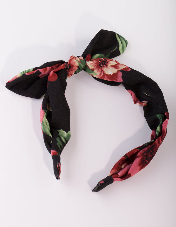 Red Floral Bow Headband