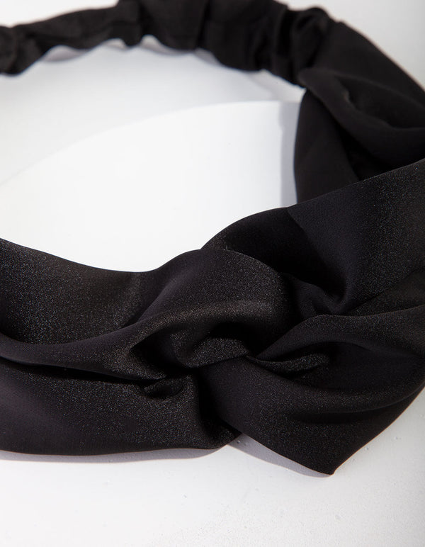 Black Satin Stretch Headband