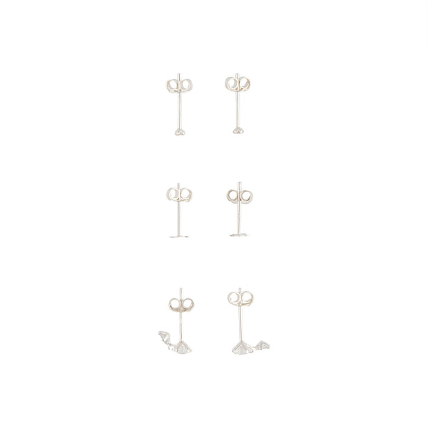 Sterling Silver Celestial Stud Earring 3 Pack