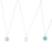 Silver Round Semi Precious Short 3 Pack Necklace - link has visual effect only