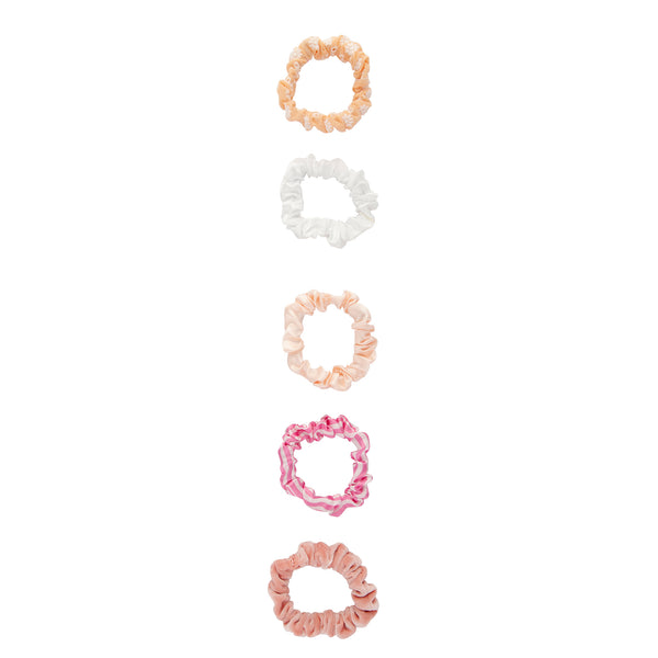 Pink Floral Mini Scrunchie 5 Pack