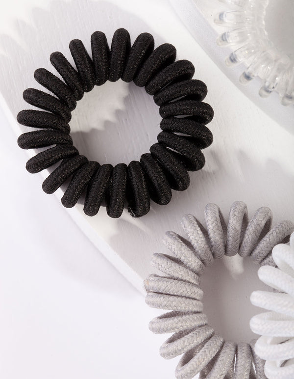 Black White Grey Hair Spiral 8 Pack