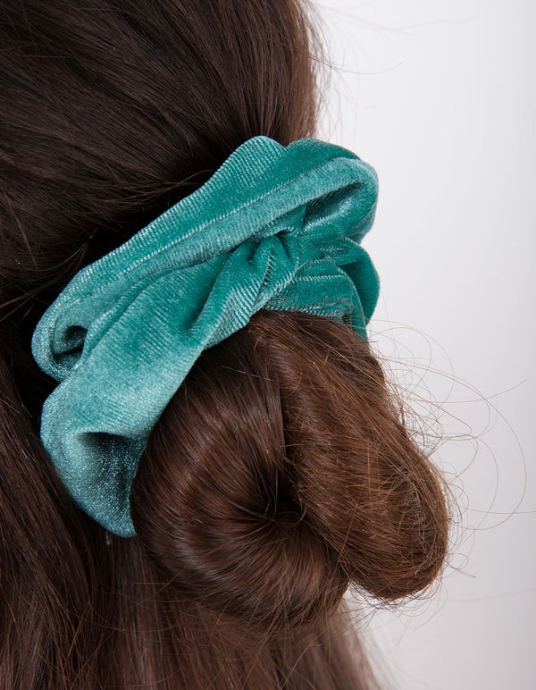 Velvet Teal Leopard Scrunchie 3 Pack