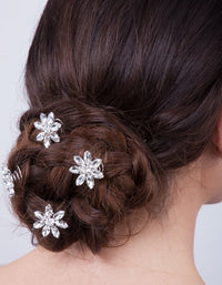 Flower Diamante Hair Jewels 4 Pack - link has visual effect only