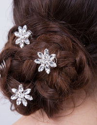 Flower Diamante Hair Jewels 4 Pack - link has visual effect only
