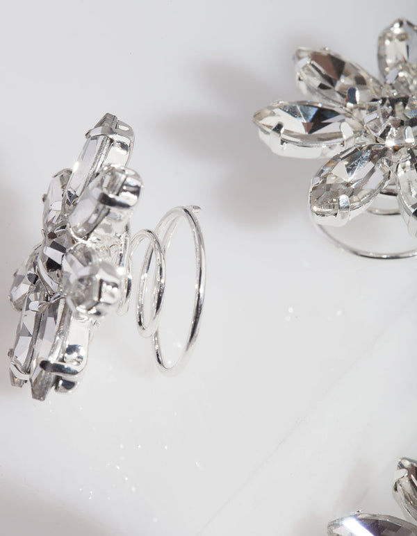 Flower Diamante Hair Jewels 4 Pack