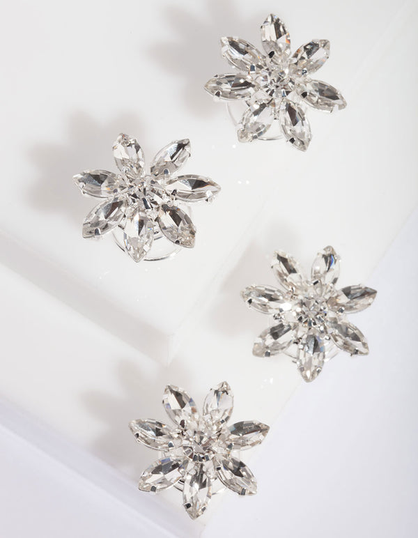 Flower Diamante Hair Jewels 4 Pack