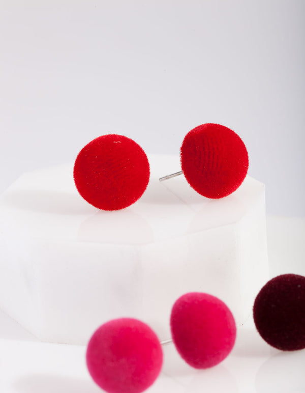 Red Felt Stud Earring Pack
