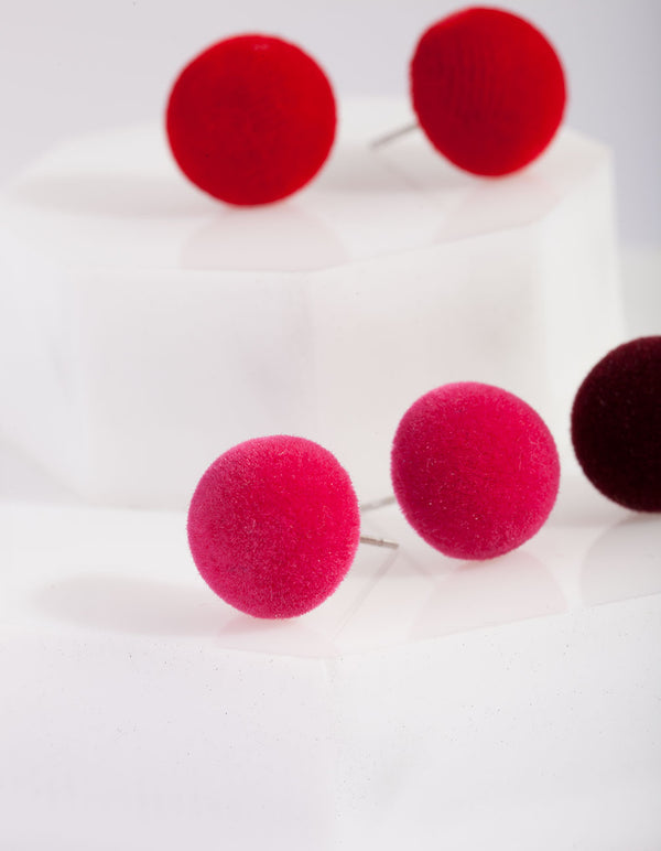 Red Felt Stud Earring Pack