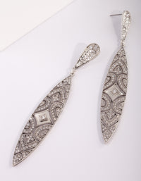 Art Deco Shield Diamante Silver Drop Earring - link has visual effect only