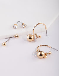 Everyday Gold Cubic Zirconia Earring 3 Pack - link has visual effect only