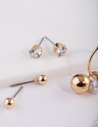 Everyday Gold Cubic Zirconia Earring 3 Pack - link has visual effect only
