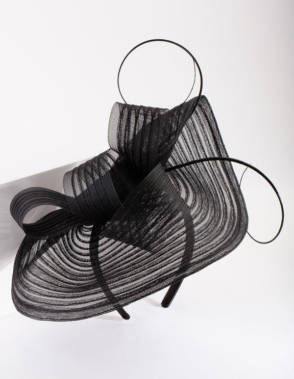 Black Mesh Quill Fascinator