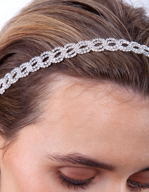 Silver Diamante Loop Stretchiest Headband