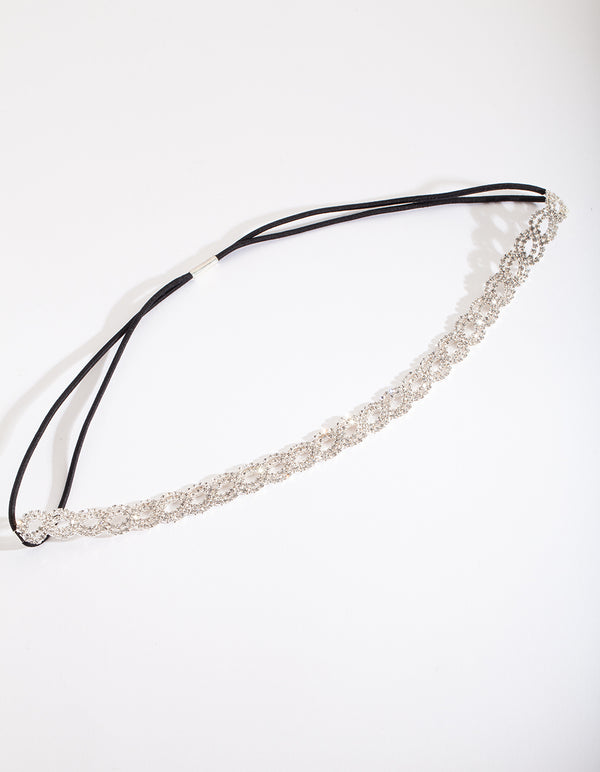 Silver Diamante Loop Stretchiest Headband