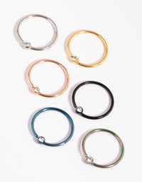 Surgical Steel Rainbow Diamante Nose Ring Pack - link has visual effect only