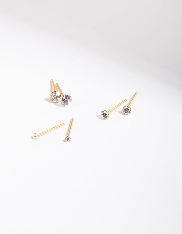 Gold Plated Sterling Silver Diamante Gradual Ear Pack
