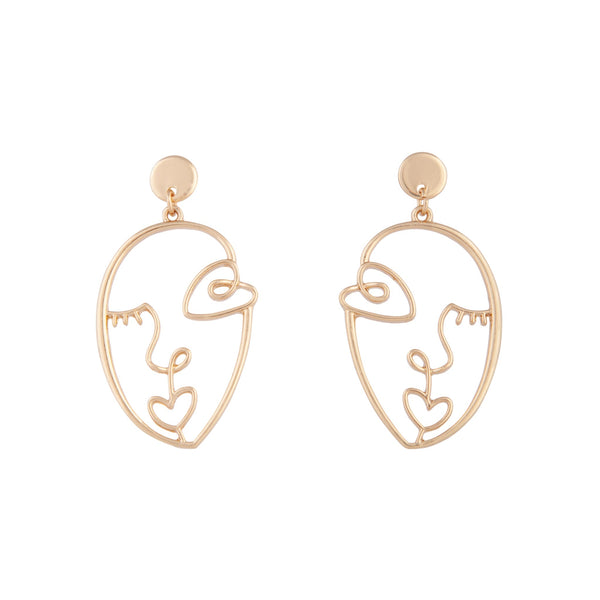 Gold Artist Inspired Face Drop Earrings