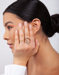Gold Plated Sterling Silver Diamante Twist Ring Stack - link has visual effect only