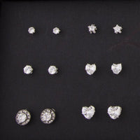 Diamond Simulant Silver Stud Earring 12 Pack - link has visual effect only