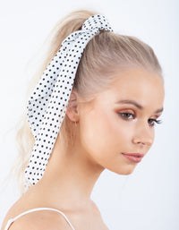 White Black Dot Square Bandana Hair Scarf - link has visual effect only