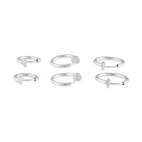Silver Faux Body Rings 6 Pack - link has visual effect only