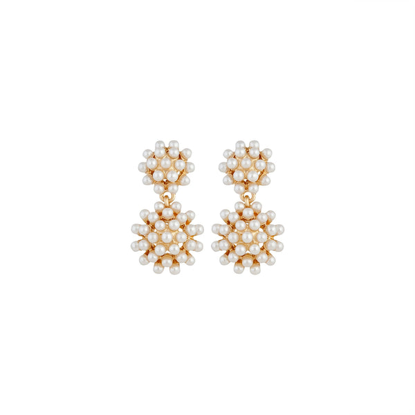 Gold Pearl Multi Ball Earrings