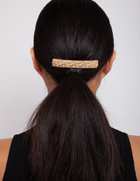 Gold Textured Long Barrette Hair Clip - link has visual effect only