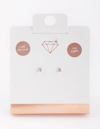 Small Rose Gold Plated Sterling Silver Cubic Zirconia Stud Earrings - link has visual effect only