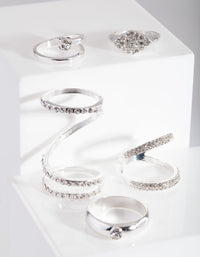 Diamante Swirl Silver Ring Pack - link has visual effect only