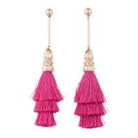 Fuchsia Rah Rah Tassel Drop Earrings - link has visual effect only